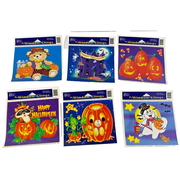 Vintage Classic Clings Halloween Window Clings Decorations 1999 Lot of 6 - Picture 1 of 10